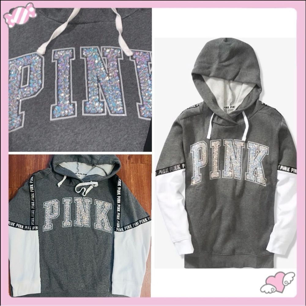 VS PINK MERMAID CRYSTAL BLING HOODIE XL